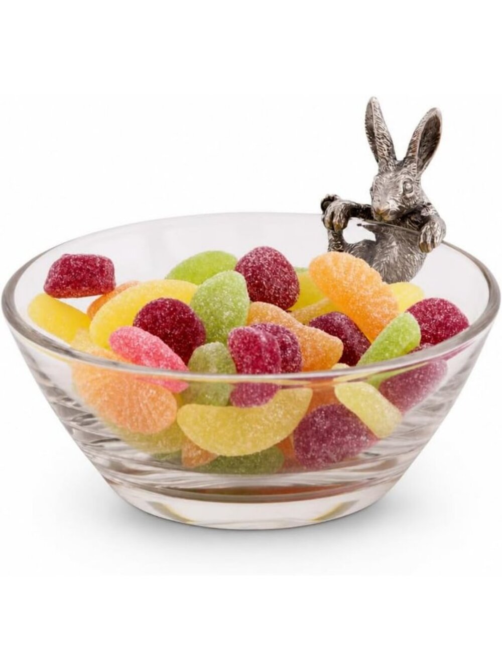 Charming Glass Candy Dish with Climbing Bunny - Perfect for Easter Decor!